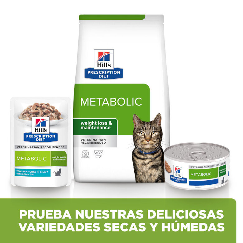 12 saquetas x 85 g Hill's Prescription Diet Metabólico Controlo de Peso Peixe Saqueta com Molho para gatos,  Imagem número 5 12 saquetas x 85 g Hill's Prescription Diet Metabólico Controlo de Peso Peixe Saqueta com Molho para gatos, , large Imagem número 5
